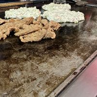 Vegan Okonomiyaki with vegan soy meat   at Okonomiyaki Chitose in Osaka