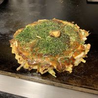 Vegetarian okinomiyaki at Okonomiyaki Chitose in Osaka