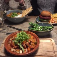 Tagine, vegan burger and coconut, galangal and cashew red curry at Mitchell in St Andrews
