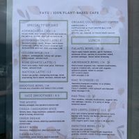 Menu at Yayu in Ucluelet