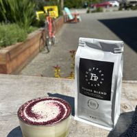 Matcha and house blend (helped me by grinding the beans)  at Yayu in Ucluelet
