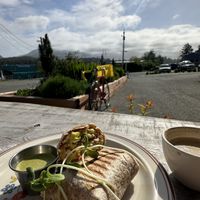 Brekky Wrap with their green hot sauce YUM  at Yayu in Ucluelet