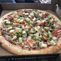  Veggie pizza with vegan mozzarella  at Pizzatown in Bridgewater