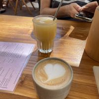 Homemade ginger lemonade and cappuccino   at Mahalo in Groningen
