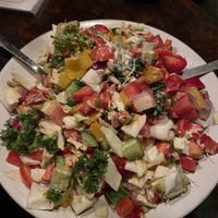 Israeali salad (comes with tahini and mustard dressing on the side)   at Little Buddha in Rishikesh