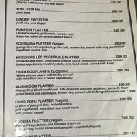 Menu  at Little Buddha in Rishikesh