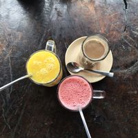 Mango juice, watermelon juice, soy chai at Little Buddha in Rishikesh
