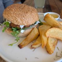 Vegan classic burger with falafel patty at Blended in Cape Town