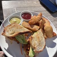 Pulled bbq jackfruit toastie with wedges   at Blended in Cape Town