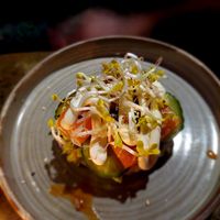 Poke bowl with vegan salmon at Rum Club in Utrecht