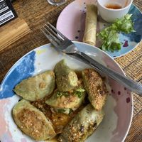 2 spring rolls and vegan dumplings  at Joe Dumpling in Adelaide
