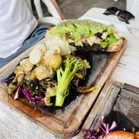 Bread with avocado and antipasti   at Painapol in Holbox