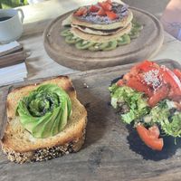 Avo toast (pancakes not vegan sadly)  at Painapol in Holbox
