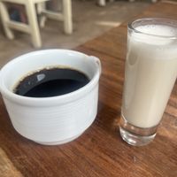 Coffee with hot oat milk  at Painapol in Holbox