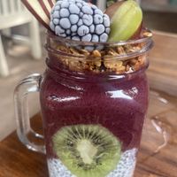 Acai, chia pudding with granola and fruit  at Painapol in Holbox