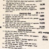 Vegetarian menu  at Chada Thai in Chico