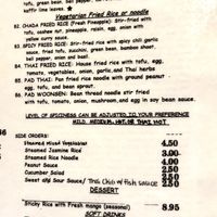Vegetarian menu  at Chada Thai in Chico