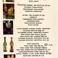 Drink and dessert menu  at Chada Thai in Chico