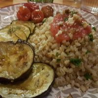 Organic baked veggies work rosemary and pearled barley at Vita Organica Slow Food & Liv (-ing) in Busturia
