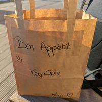 Super friendly and cute resto, as indicated by the bag at VegaSpix in La Ciotat