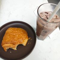Watery chocolate drink dry crason for 5$ at Eric Kayser in Phnom Penh