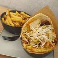 Barbie with pita bread. I had the tartar sauce which was excellent as well. at Mooi in Brno