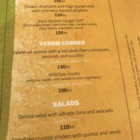 Menu  at Lacroma in Dubrovnik