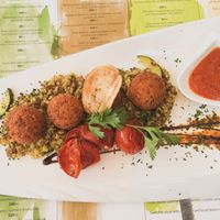 Falafel and quinoa - DELISH!! at Lacroma in Dubrovnik