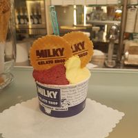 Passion fruit and mixed berries at Gelato Artigianali in Rome