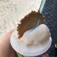 Vegan lemon gelato! Refreshing on a 100° day! Very sweet for me, but I am not used to sweets. at Gelato Artigianali in Rome