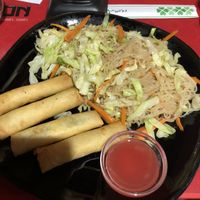 Vegetable rice noodles and vegetarian crepe (egg roll) at Dragon  in Lagos