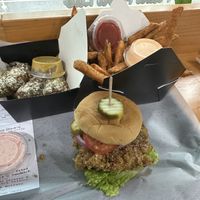 Lemon pepper Drumsticks, Sweet potatoes Fires, & the Fired Chick's   at Bubbie's - Plant Burgers at Plant Food Lab in Washington