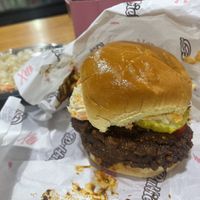 Hot chicken a bit too salty for me  at Bubbie's - Plant Burgers at Plant Food Lab in Washington