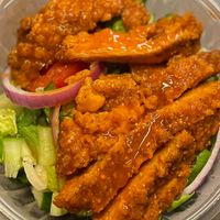 Buffalo Fried Chick'n Salad at Bubbie's - Plant Burgers at Plant Food Lab in Washington