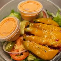 Bubb's Burger Salad with the Beet patty at Bubbie's - Plant Burgers at Plant Food Lab in Washington