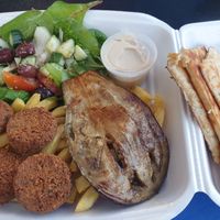 Falafel plate, with extra grilled eggplant at Saki Souvlaki  in Cheltenham