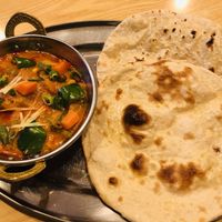 # vegetarian set 
 # vegetables curry 
# egg and milk free bread 
 at Newdelhi Indian in Kyoto