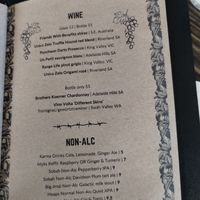 Drink menu at Mongrel in Milton