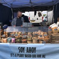 The stall with all the great food on display.  at Soy Ahoy in Bristol