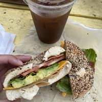 vegan chipotle club: turkey, cheese, bacon, lettuce and tomato, chipotle mayo at Shmagels Bagels in Ocean City