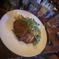 Vegan Caesar topped with breaded mushroom  at Pitchfork Eatery in Nelson