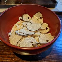 sesame udon with summer truffle at Kajitsu in New York City