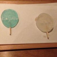 Sugar candy accompaniment to matcha at Kajitsu in New York City