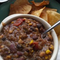Vegan chili, tofu bites, tater tots at Cyber Cafe West in Binghamton