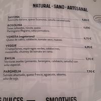 Menu page at Piada in Pontevedra