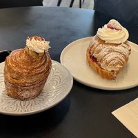 tiramisu cruffin and strawberry croissant at Canela in Calgary