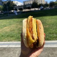 Buffalo Chik'n Breakfast Sandwich at Spoiled Vegans Cafe in San Diego