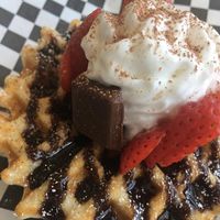 Best vegan waffles I’ve ever had at Spoiled Vegans Cafe in San Diego
