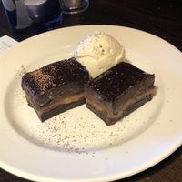 Salted caramel billionaire’s bar with vanilla ice cream   at The George and Dragon in Epping