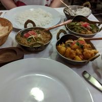 Vegetable curry, alu gobi and the best baingan bharta I ever had. at Namaste in Pisa